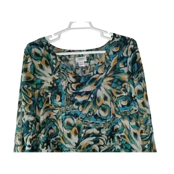 Avenue Women's Ave Studio V Neck 3/4 Semi Sheer Sleeves Rosie Layer Top sz 22/24 - Picture 3 of 11